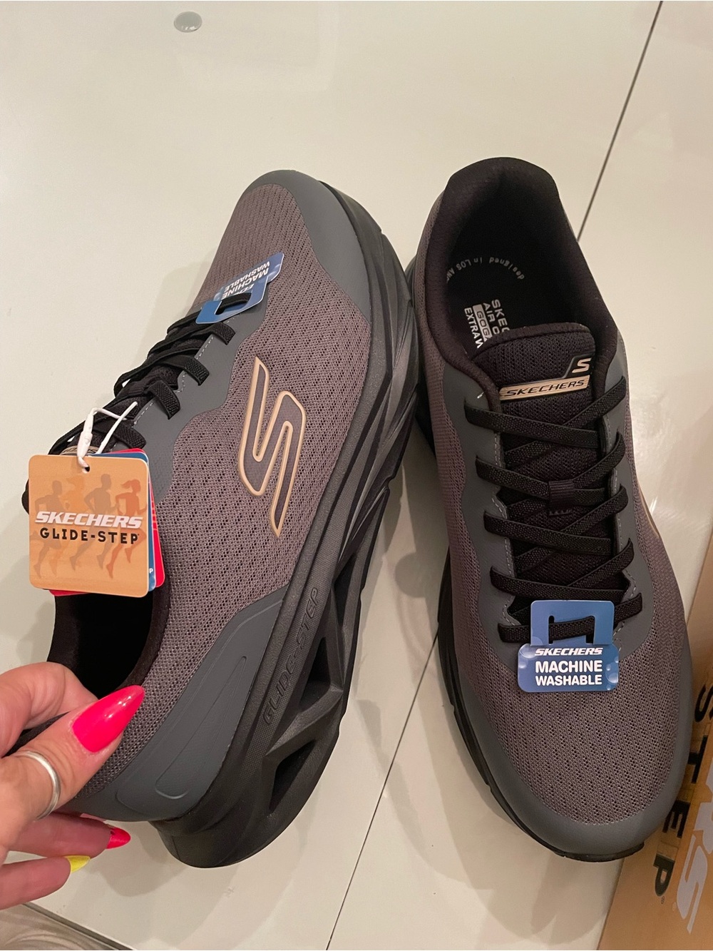 Skechers Charcoal and Black Glide-Step Men's Sneakers